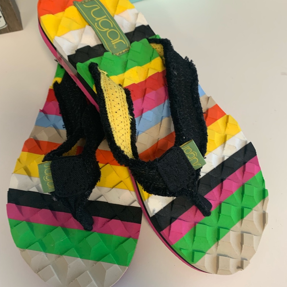 Sugar Colorful Flip Flips size 8